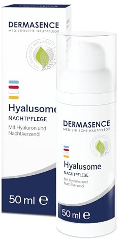 DERMASENCE Hyalusome Nachtpflege, 50 ml | Regenerierende Nachtpflege und Maske, mit Hyaluron, Panthenol und Antioxidantien, intensiv feuchtigkeitsspendend, vegan
