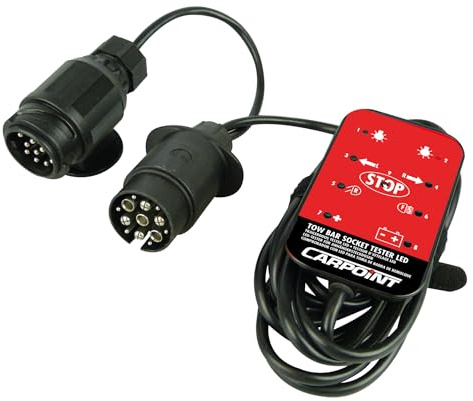 Carpoint Testeur de Prise Attelage LED 12V, Black