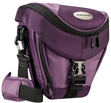 Mantona Colt Kameratasche - Universaltasche inkl. Schnellzugriff, Staubschutz, Tragegurt und Zubehörfach, geeignet für DSLM und DSLR Kameras, lila