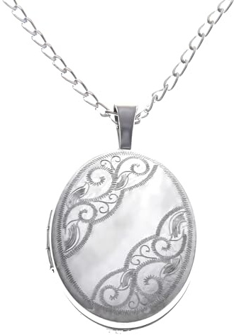 Alexander Castle Oval 925 Sterling Silber Kette mit Foto Medaillon für Damen Mädchen Kinder - 20mm x 15mm - 18 Sterlingsilber Foto Kette & Schmuck Geschenk-Box