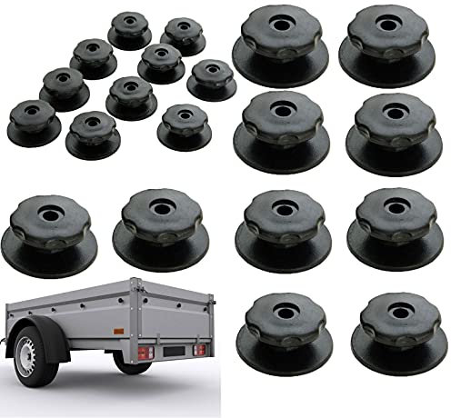 20er Set Befestigung Rundknöpfe für Autoanhänger - Bruchsichere Planenknöpfe inkl. Schrauben - Robuster Kunststoffknopf für Hängernetz - Planenknöpfe für Anhänger Netz - Schwarz