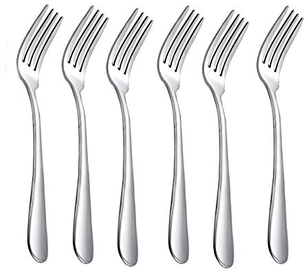 HornTide 6-Piece Dinner Forks Set 4 Tines Table Fork Cutlery Flatware Stainless Steel Mirror Polishing 7-Inch 18cm