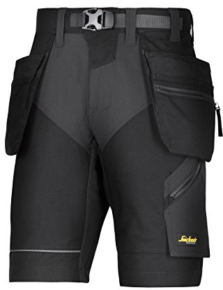 Snickers Workwear 6904 FlexiWork Arbeitsshorts mit Holstertaschen, 1 Stück, 48, schwarz, 69040404048