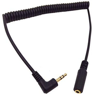 Qaoquda 3Ft Gold Plated 3.5MM Male to Female AUX Audio Stereo Input 90 Degree Spring Coiled Spiral Extension Cable Black (TRS 3.5M/F)