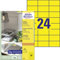 AVERY Zweckform 3451 Gelbe Etiketten (2.400 Aufkleber, 70x37mm auf A4, permanent haftend, selbstklebende Farbetiketten, Papier matt, bedruckbare, farbige Klebeetiketten) 100 Blatt