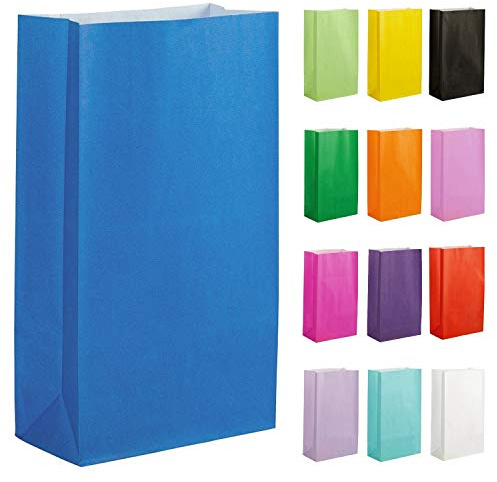 Thepaperbagstore 10 Blaue Papier-Partytüten für Geschenke 14 x 24.5 x 7 cm