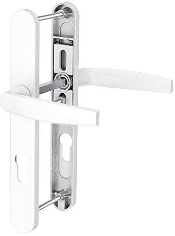 Dansta Schmalrahmengarnitur Schutzbeschlag Schildgarnitur Wechselgarnitur 92 mm - Drücker/Drücker - div. Farben (Weiß pulverbeschichtet)