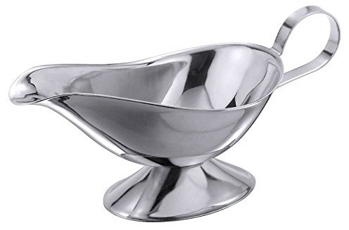 Sauciere mit Fuß aus Edelstahl, mittelschwere Qualität/Länge: 15, 17, 22, 22,5 oder 24 cm | ERK (A1 - Inhalt: 0,1 Liter)