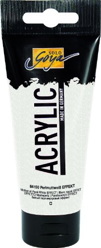 KREUL 84150 - Solo Goya Acrylic, 100 ml Tube, perlmuttweiß, cremige vielseitig einsetzbare Acrylfarbe in Studienqualität, auf Wasserbasis, schnell und matt trocknend, gut deckend, wasserfest