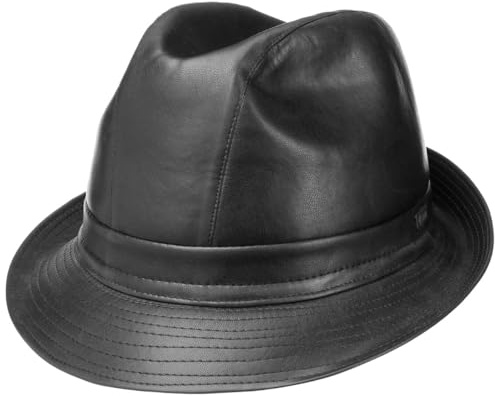 LIPODO Cappello in Pelle Imitata Trilby Tendenza 56 cm - Nero