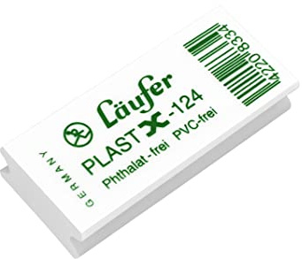 Läufer 01240 Plast-X Radiergummi in X-Form, Thermoplastischer Kautschuk, PVC-frei, Phthalat-frei