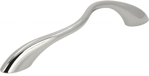 SIRO Möbelgriff Wadgassen, Modern, Design, Druckguss nickel glänzend, 174 mm x 27 mm x 24 mm, LA 128 mm, 1762-174ZN3