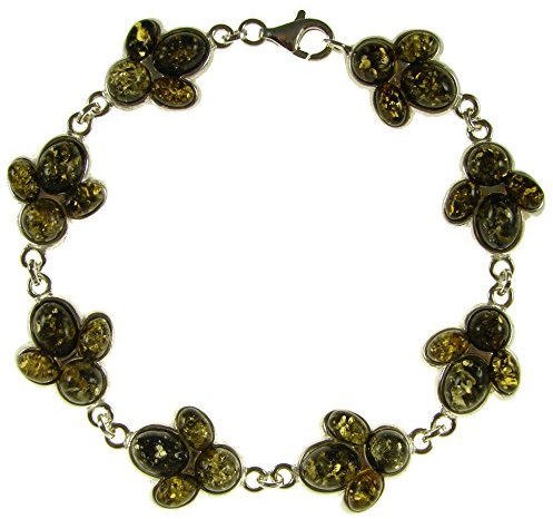 Bracciale donna in ambra naturale baltica e argento 925-20cm