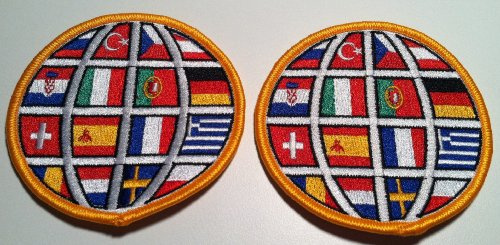 2 World Soccer Ball Iron on Patch w/ France, Turkey, Spain, Serbia & Others.