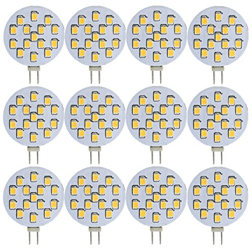 Trango 12er Pack LED Leuchtmittel mit G4 Fassung zum Austausch vom G4, MR16, GU5.3 Halogen Lampe TGG415-2.5W - 12V AC/DC - 2.5 Watt 250 Lumen - 3000K Power SMDs warmweiß, Lampensockel