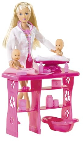 Simba - Steffi Love - 573 2608 - Jeu d'imitation - Pédiatre 29 cm avec 2 Bébés 7 cm