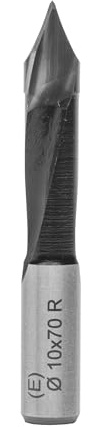 ENT 23166 Genomgående borr i hårdmetall, skaft (S) 10 mm, diameter (D) 10 mm, NL 35 mm, SL 24 mm, L 70 mm, Höger