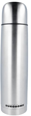 EUROHOME Isolierflasche aus rostfreiem Edelstahl - Thermosflasche 1L - Höhe 32 cm - Vielseitiger Thermobecher für Kaffee, Tee und mehr - Trinkflasche mit Trinkdeckel für bequemes Trinken unterwegs