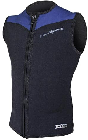 Neo Sport Men’s and Women’s Front Zipper Wetsuit Vest - 2.5mm -4-Way Stretch Neoprene - 50+ UV SHIELD , Men's BLACK/BLUE, X-Large