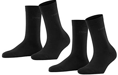 ESPRIT dam Strumpor Uni Multipack W So bomull enfärgat 2 par, Svart Black 3000, 35-38