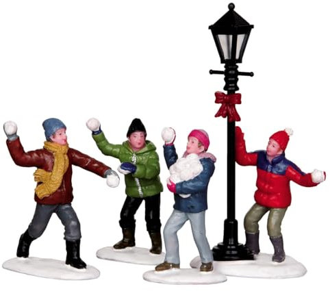Lemax Christmas Village Snowball Fight! Set Of 4-32133