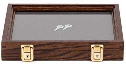 Two Timbers Extra Small Display Case Made in USA with Walnut Finish Wood Box with Glass Top, Arrowheads, Knives, Rocks, Pins, Collectibles, Collections, Medals, Military Coins 4h, Keepsakes