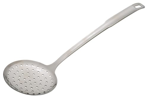 HIC Kitchen Perforated Spoon Style Skimmer with Long Handle, 18/8 Stainless Steel