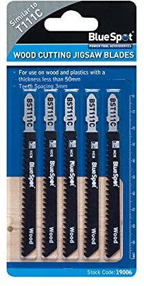 Blue Spot Tools 19006 5 Piece Wood Cutting Jigsaw Blades (Similar to T111C), Set of 5
