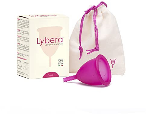 Lybera Coppetta Mestruale Made in Italy, Coppetta Mestruale Morbida, Sicura, in Silicone Medicale, Ecologica, per Igiene Intima, Comoda, Disponibile in 2 Taglie - Taglia 1, Colore Fucsia
