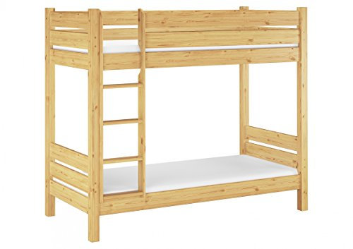 Erst-Holz®Massivholz-Etagenbett Kiefer 80x190 Nische 100 Stockbett Rollrost Matratzen 60.16-08-190M