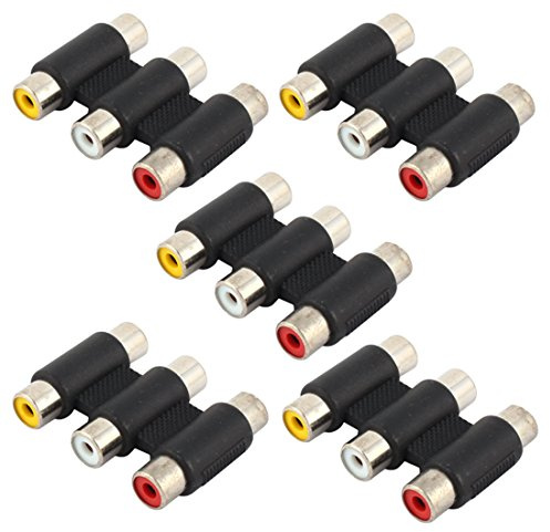 sourcing map AV Audio Video 3 RCA Femelle Femelle connecteur Adaptateur coupleur Menuisier 5pcs