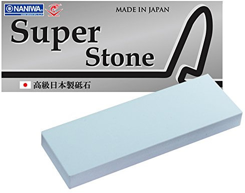 Sanelli Ambrogio Naniwa Super Stone - Piedra afiladora profesional, grano medio #1000, ideal para afilar cuchillos normales, con alta fuerza de pulido, Splash & Go, fabricado en Japón