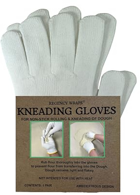 Regency Wraps Kneading Gloves for Non-Stick Dough Rolling and No-Mess Dough Handling, White, One Size
