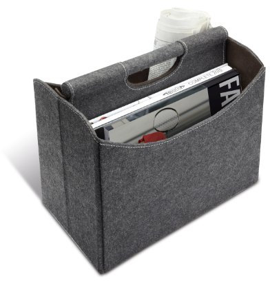 REFLECTS Zeitungsständer modern Zeitschriftensammler Magazinsammler Bücherkorb Treppenkorb aus Filz anthrazit-grau faltbar fold it aufbewahrung