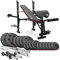 Hop-Sport Hantelbank mit Curlpult, Butterfly, Beincurler & klappbarer Trainingsbank, inkl. 59 kg Hantelset, SZ-Stange, Langhantel, Kurzhanteln – Fitnessbank für Heimtraining