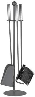 FIREFIX K2410 Kaminbesteck 4-teilig, 150 x 150 x 580 mm (BxTxH), Ständer und Besteckteile schwarz lackiert, Griffe aus Edelstahl