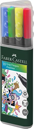Faber-Castell 151611 - Finepen GRIP, Spitze: 0,4 mm, 10er Köcher
