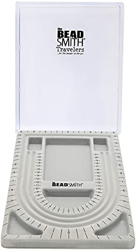 The Beadsmith Bead Design Brett zum Aufreihen von Perlen, mit Grauer Beflockung und Deckel, 23 x 33 cm