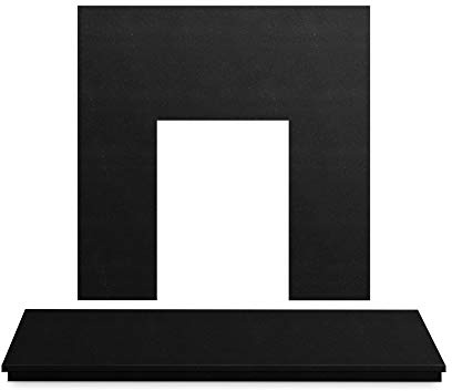 Adam Black Granite Stone Back Panel & Fireplace Hearth, 54 Inch