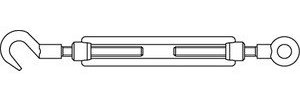 DIN 1480 Stahl SP-RH galvanisch verzinkt Spannschlösser geschmiedet, offene Form mit Ringöse und Haken - Abmessung: SP-RH M20 (1 Stück)