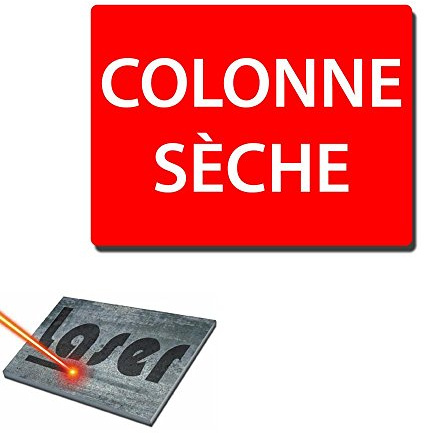 Plaque gravée autocollante 20x15cm colonne sèche fond rouge