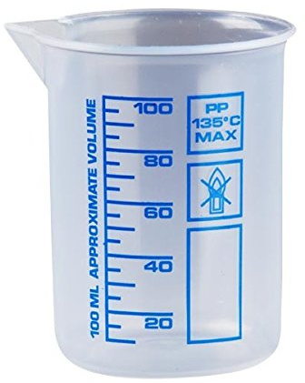 Messbecher a 100 ml, natur Dosierbecher Kosmetex, transparent Griffinbecher, 100 ml