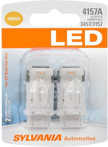 SYLVANIA - 4157 LED Amber Mini Bulb - Bright LED Bulb, Ideal for Park and Turn Lights (Contains 2 Bulbs)