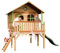 AXI Spielhaus Sophie mit grüner Rutsche | Stelzenhaus in Braun & Grün aus FSC Holz für Kinder | Spielturm mit Wellenrutsche für den Garten