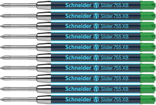 Schneider Slider 755 Kugelschreibermine (ViscoGlide-Technologie, dokumentenecht, XB=Extrabreit) 10er Packung, grün