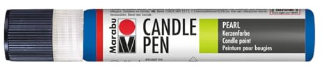 Marabu 18050009052 - Candle Pen Mittelblau, Kerzenpen, cremig, weiche Wachsmalfarbe, auf Wasserbasis, lichtecht, geruchsneutral, wetterfest, kinderleichte Kerzendeko, 25 ml