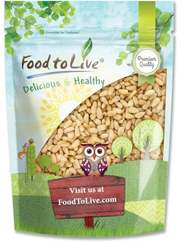 Food to Live - Pine Nuts, 1 Pound Whole Raw Pignolias, Unsalted, Vegan, Kosher, Bulk. Rich in Vitamin E, Protein. Healthy Snack. Great for Pesto, Salads, Homemade Desserts.