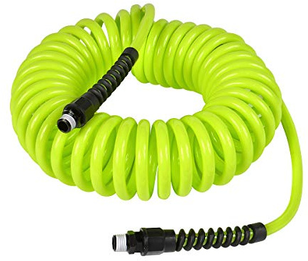 Flexzilla Polyurethane Recoil Air Hose, 1/4 in. x 25 ft., ZillaGreen - LP1425AFZ