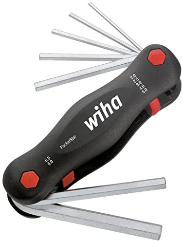 Wiha Multitool PocketStar® Innen-Sechskant 7-tlg., per Tastendruck schneller Zugriff, als Längs- und Quergriff einsetzbar, Stiftschlüssel sicher verstaut, all-in-one Werkzeug (23040)
