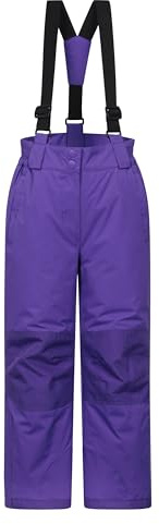 Mountain Warehouse Pantalon de ski pour enfants Honey - résistant à la neige, guêtres de neige, genoux renforcés, ouverture zippée à la cheville, bretelles amovibles - Idéal pour le ski, l'hiver Lila 11-12 ANS